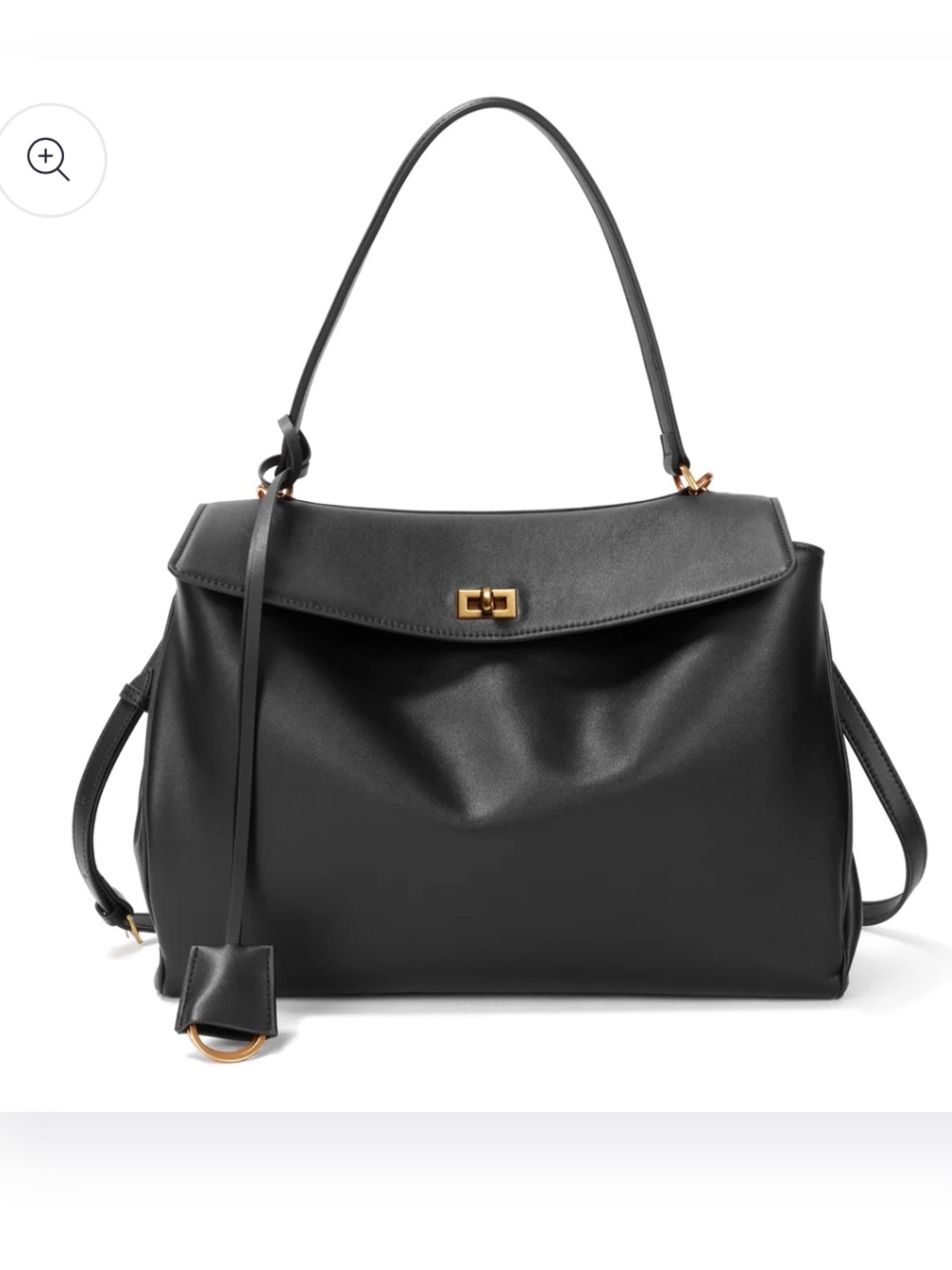 Tiffany & Fred Paris- Black Leather Top-Handle twist lock Tote shoulder Bag